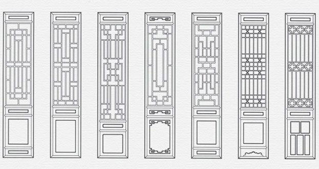 桑植常用中式仿古花窗图案隔断设计图